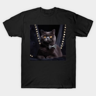 Elegant Black British Shorthair Cat T-Shirt